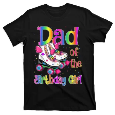 Dad Birthday Rolling Skate Birthday Family Party T-Shirt