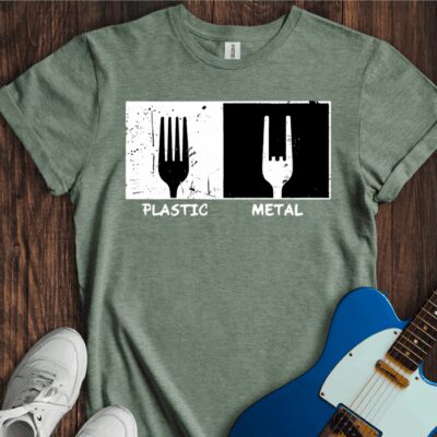Plastic vs. Metal Unisex Cotton Tee