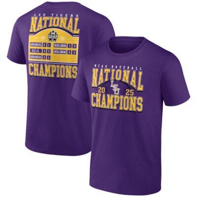LSU Tigers 2025 NCAA Baseball Men's College World Series Champions Schedule T-Shirt - Purple