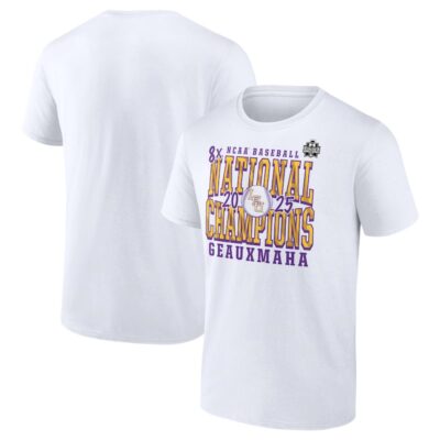 LSU Tigers Eight-Time NCAA Men's Baseball College World Series Champions Stolen Base T-Shirt - White
