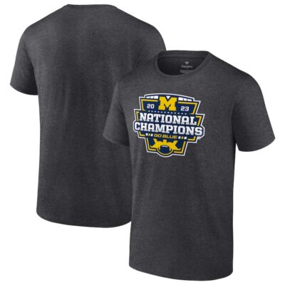 Michigan Wolverines College Football Playoff 2023 National Champions Logo T-Shirt - Heather Charcoal