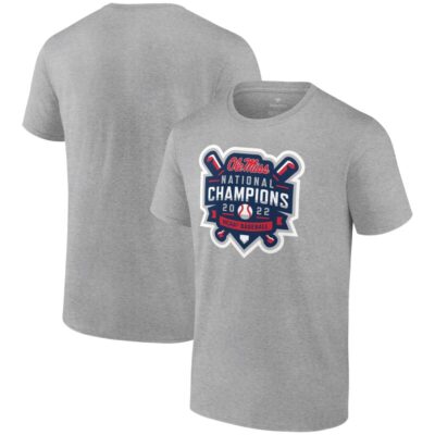 Ole Miss Rebels 2022 NCAA Men's Baseball College World Series Champions Official Logo T-Shirt - Heathered Gray