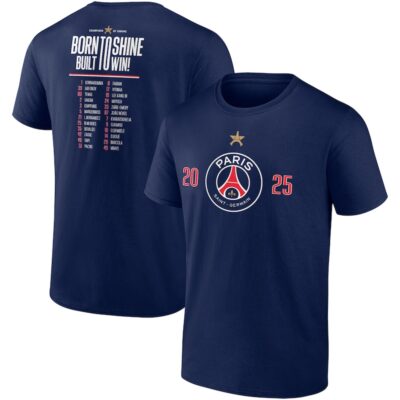 Paris Saint-Germain 2025 Champions League Winners Roster T-Shirt - Navy
