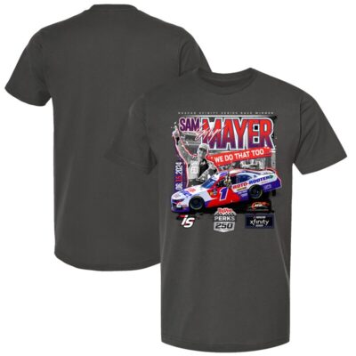Sam Mayer JR Motorsports Official Team Apparel 2024 Hy-vee Perks 250 Race Winner T-Shirt - Charcoal